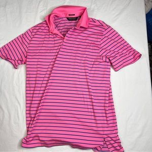 Polo Ralph Lauren Polo Golf Shirt Pink Striped Performance Golf Men's Sz M L0401